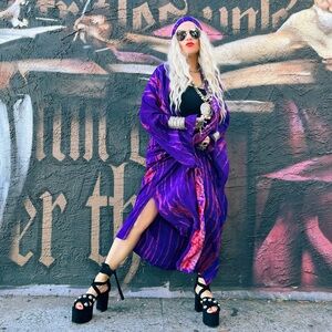 PURPLE PINK GULABI LUXURY KIMONO BY GURUHUSTLE